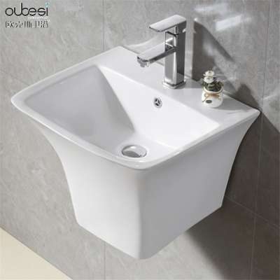 Hot selling factory direct supply rectangular single hole cheap wall mounted bathroom wash basin made in China